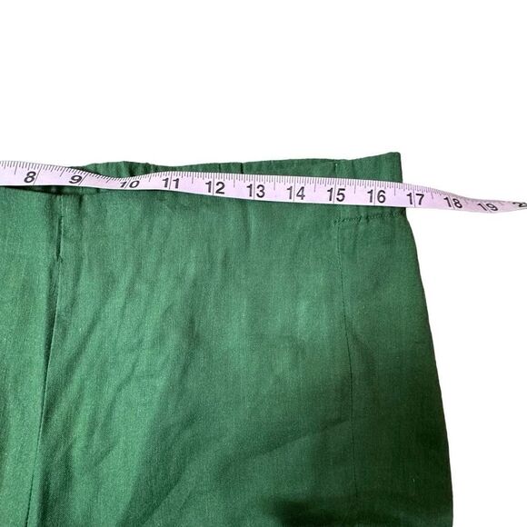 J.Jill Stretch Linen Trouser Pull On Flat Front Split Hem in Moss Olive M - Picture 3 of 9